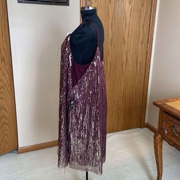 Torrid Flapper Style Fringe Sequin Purple and Gold Shift Dress Size 2X NWT - Picture 3 of 10